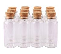 MaxMau Botellas de vidrio con tapón de corcho de 30 ml, tarros pequeños para botellas de deseos de dulces, recuerdos de boda (12 juegos)