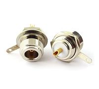maxmoral 2pcs N Hembra de montaje en panel con tuerca mamparo mango puesto de soldadura conector RF coaxial coaxial adaptador