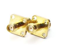 maxmoral 2pcs SMA hembra a SMA hembra conector con 4 agujeros brida RF Coaxial coaxial adaptador