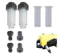 MAXMURYS Conjunto de Filtros de Agua para Hidrolimpiadora, Filtro 3/4" para Manguera de Jardín, Kit con 2 Filtros, 4 Cartuchos de Repuesto y Conectores, Compatible con Kärcher K2-K7