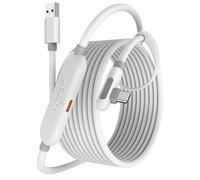 Maxonar Cable de Carga de Realidad Virtual [Chip de Próxima Gen] de 16 FT para Accesorios Meta Quest 3S/3/Oculus Quest 2/Pico 4 y PC/SteamVR, Regalo Increíble,Cable USB 3.0 a USB C de 5 Gbps, Blanco