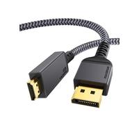 Maxonar Cable DisplayPort 1.4 a HDMI 2.1 8K,Cable DP a HDMI 2M, [Carcasa de Aluminio, Trenza de Nailon] Unidireccional,8K@60HZ 4K@120HZ,Compatible con PC/Portátil,Monitores, GPU, AMD, NVIDIA