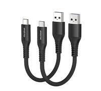 Maxonar Cable USB C Corto 20cm/0,2M 2Pack [10Gbps Datos] USB3.2 Gen2 Tipo C Android Auto Cable QC3.0 3.1A USB A a C Cargador rápido para Samsung Note20 Galaxy S23 Z Flip5 Pixel 8 OnePlus 11 negro