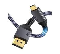 Maxonar Cable USB C DisplayPort 8K@60Hz 4K@60Hz/144Hz/120Hz 5K@60Hz 2K@240Hz Thunderbolt 3 DisplayPort Cable HBR3 DP1.4 para MacBook Pro, Mac Mini, DELL XPS iPad Air 2020 2M/6.6Ft Certificado VESA