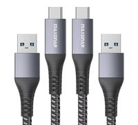 Maxonar Paquete de 2 cables de cargador USB C 10Gbps Data USB A Android Auto Cable QC3.0 3.1A Tipo C Carga rápida Transferencia de datos para Samsung Note20 Galaxy S23 Z Flip 5 Pixel 8 2M/6.6ft gris