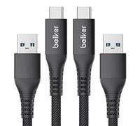 Maxonar Paquete de 2 Cables USB C de Carga rápida 10Gbps Data USB A Android Auto Cable QC3.0 3.1A Cable de Transferencia de Datos para Samsung Note20 Galaxy S23 Z Flip 5 Pixel 8 Pro 3M/10ft negro