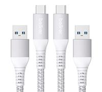 Maxonar Paquete de 2 Cables USB C de Carga rápida 10Gbps Data USB A Android Auto Cable QC3.0 3.1A Cable de Transferencia de Datos para Samsung Note20 Galaxy S23 Z Flip 5 Pixel 8 Pro 1M/3.3ft-Plata