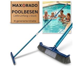 Maxorado Cepillo largo de piscina de 2,4 m con barra telescópica para limpieza de piscinas, suelo, pared, escoba de piscina con extremos curvados para una limpieza eficaz de la piscina, escoba