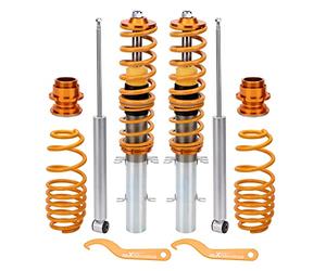 maXpeedingrods 4X Coilover Ajustable, Amortiguador para VW Golf 4 para Seat Leon Suspensión Roscada Regulable en Altura y Dureza Dorado