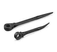 MAXPOWER Juego de 2 llaves de andamio de carraca de perfil bajo, 7/8 pulgadas x 3/4 pulgadas, trinquete de doble zócalo de 17 mm x 19 mm, llave de andamio de carraca métrica