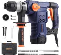 MAXPRO Martello Perforatore, 1500W Martello Demolitore 5.5J, SDS Plus Mandrino, 3 Funzioni, 6 Velocità Variabili 0-850giri/min,include 3 punte trapano, 2 scalpelli