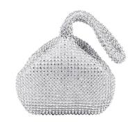 MAXQUU 1 bolso de noche con diamantes de imitación, color plateado, bolso de mano para mujer, bolso de noche retro, para fiestas, banquetes de boda, cócteles, Blanco