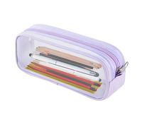 MAXQUU 1 estuche de lápices púrpura, práctico bolsillo con cremallera, bolsa de papelería de malla, estuche de lápices de gran capacidad, bolsa de cosméticos de malla transparente, estuche