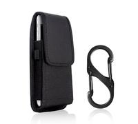 MAXQUU 1 funda para cinturón para teléfono móvil con 1 mosquetón en forma de S, tela Oxford de nailon para hombre, bolsa para el teléfono móvil, adecuada para deportes, camping (negro)