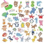 MAXQUU 1 juego de aproximadamente 42 pegatinas de animales en 5D, kit de pintura de diamantes redondos de dibujos animados, pegatinas decorativas para pared