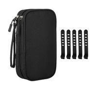 MAXQUU 1 organizador de cables electrónicos de viaje con 5 correas de almacenamiento de cables, bolsa de almacenamiento impermeable para accesorios (negro), Negro , 19 * 11 * 6,5 cm, Maleta