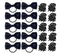 MAXQUU 10 gomas para el pelo de mariposa azul oscuro con 10 mini horquillas, lazos azules oscuros, gomas para el pelo azul escolar para niñas, accesorios para el cabello para mujer