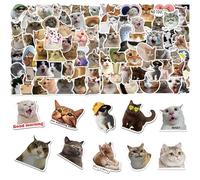 MAXQUU 100 pegatinas divertidas para gatos, lindas pegatinas impermeables para gatos, pegatinas de emoticono de gato, pegatinas decorativas para teléfonos móviles, pegatinas autoadhesivas, pegatinas
