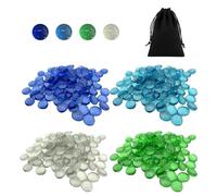 MAXQUU 100 piedras de cristal de 500 g de 12 a 17 mm con 1 bolsa de terciopelo, cuentas planas de cristal para decoración de muebles, accesorios de decoración de bricolaje (azul, verde)