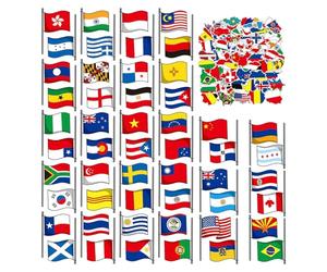 MAXQUU 102 hojas de pegatinas de la bandera del mundo, pegatinas para equipaje, banderas, mapas del mundo, pegatinas impermeables para ordenadores, equipaje, monopatines