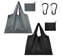 MAXQUU 2 bolsas de la compra plegables con 2 hebillas de mosquetón, bolsas de la compra reutilizables, duraderas e impermeables, bolsas de la compra lavables, adecuadas para ir de compras, viajar.,