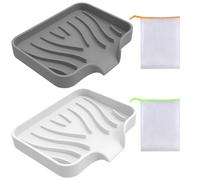 MAXQUU 2 jaboneras de silicona con 2 piezas de malla de espuma, jabonera de baño con jabonera de drenaje, jabonera de diseño antideslizante