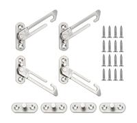 MAXQUU 2 pares de limitadores de ventana, limitador con tornillos, ventanas de acero de plástico plateado, cerraduras de seguridad para ventanas, cerraduras ajustables