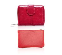 MAXQUU 2 piezas, cartera de poliuretano, con múltiples compartimentos para tarjetas, bolsa cuadrada, gran capacidad plegable, tarjetero multifunción (rojo burdeos, rojo), color: rojo, talla única