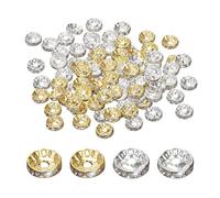 MAXQUU 200 cuentas espaciadoras de 8 mm de estrás de metal, cuentas de cristal para enhebrar, cuentas espaciadoras para pulseras, cuentas de diamantes de colores para enhebrar