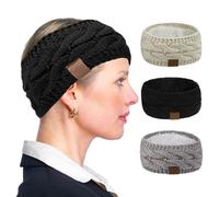 MAXQUU 3 diademas acolchadas, diademas de punto, diademas cálidas para otoño e invierno, diademas elásticas de punto, diademas deportivas para niñas, diademas gruesas, orejeras