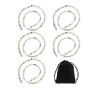 MAXQUU 5 cuentas de piedra natural mate amazónica, 1 bolsa de terciopelo, cuentas redondas mate para hacer pulseras, collares y joyas (aproximadamente 450 unidades)