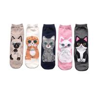 MAXQUU 5 Pares de Calcetines de Animales para Mujer de Algodón, 26 cm, con Estampado de Gatos y Perros, Divertidos Regalos