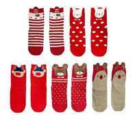 MAXQUU 5 Pares de Calcetines Rojos de Navidad - Divertidos Calcetines de Algodón con Animales para Niños y Niñas - Regalo para Navidad y Día del Niño (6-