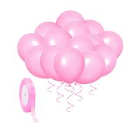 MAXQUU 50 globos rosas con cintas - Decoraciones de fiesta de cumpleaños, bodas, baby shower, globos de 30 cm para el hogar y la sala de estar