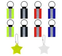 MAXQUU 8 colgantes reflectantes y 2 colgantes de estrella con cinta reflectante, reflector, reflector de mochila, espejo de bolso bandolera y colgante reflectante para niños.