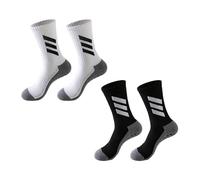 MAXQUU Calcetines Deportivos Antideslizantes, Calcetines de Fútbol Transpirables, Talla 40-44, 2 Pares Blancos y Negros