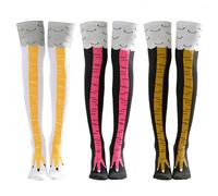 MAXQUU Calcetines divertidos de 3 colores diferentes con patas de pollo hasta la rodilla, disfrute de una experiencia de uso cálida y cómoda, calcetines de pierna de pollo que absorben el sudor