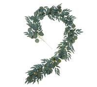 MAXQUU Guirnalda de hojas de eucalipto artificial de 2 metros, decoración verde, ratán, hiedra para otoño, plantas (crema)