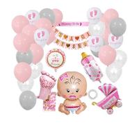 MAXQUU Juego de 39 Piezas Rosa Baby Shower para Niñas con Confeti Rosa 10G Decoraciones de Baby Shower Decoraciones para Niñas