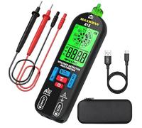 MAXRIENY Probador eléctrico recargable NCV con alarmas audibles y visuales, mediciones de rango automático, voltaje CA/CC, capacitancia, resistencia, continuidad, capacitancia, diodo, comprobador de