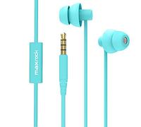 MAXROCK Auriculares para Dormir, Ultra Suaves y Ligeros, con Control de Volumen y micrófono para insomnio, Dormir de Lado, ronquidos, Viajes aéreos, meditación y relajación (Azul ácido)