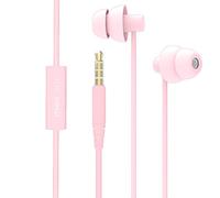 MAXROCK (TM) Auriculares de Silicona Suave con micrófono para Dormir, opción de Viaje para teléfonos celulares, tabletas y Conector de 3,5 mm (Rosa Claro)