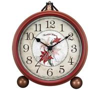 Maxspace - Reloj de Escritorio Retro de Metal, Color Rojo sin Tic-TAC, Movimiento de Cuarzo silencioso, Funciona con Pilas, para Dormitorio, Sala de Estar, decoración del hogar