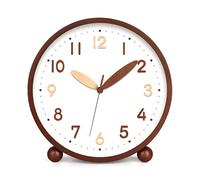 Maxspace Reloj de mesa de madera, reloj de escritorio silencioso sin tictac, funciona con pilas, reloj analógico de escritorio para sala de estar, dormitorio, cocina, oficina, decoración de aula