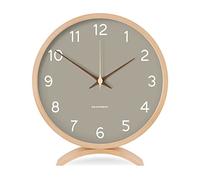 Maxspace Reloj de Mesa, silencioso, sin tictac, 20 cm, Decorativo, de Madera, Reloj de Escritorio, Sala de Estar, Oficina, Dormitorio, decoración (Gris)