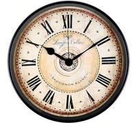 Maxspace Reloj de pared de 30 cm, reloj de pared de metal europeo vintage sin ruido de tictac con cristal HD, color negro, funciona con pilas, para salón, dormitorio, decoración retro (retro)