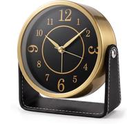 Maxspace Reloj despertador analógico de 4,5 pulgadas, sin tictac, metal con