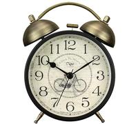 Maxspace Reloj despertador de doble campana, reloj despertador analógico retro silencioso sin tictac con luz nocturna, reloj de escritorio pequeño para mesita de noche, funciona con pilas (bicicleta)