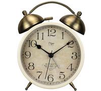 Maxspace Reloj despertador de doble campana, reloj despertador analógico retro silencioso sin tictac con luz nocturna, reloj de escritorio pequeño para mesita de noche, funciona con pilas (blanco)