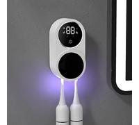 Maxspace Soporte para cepillos de dientes, soporte para cepillo de dientes eléctrico para montaje en pared con función de secado y desinfección, porta vaso sin necesidad de taladrar, con 2 ranuras